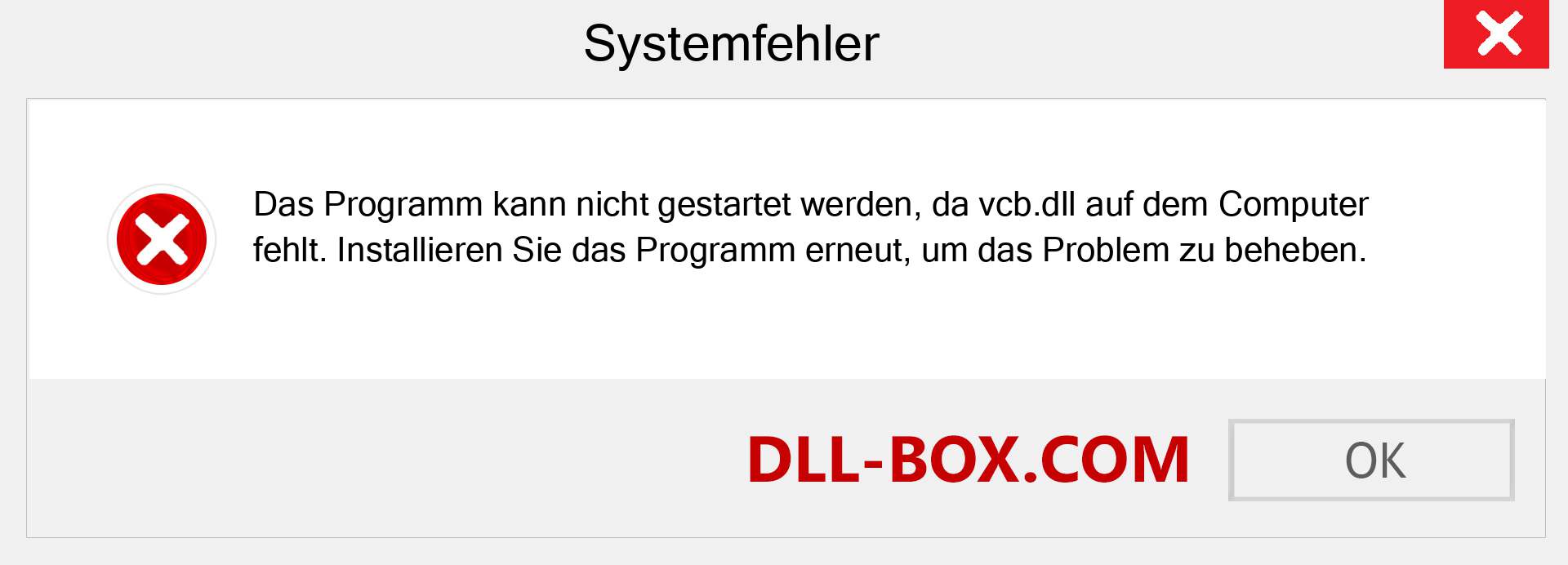 vcb.dll-Datei fehlt?. Download für Windows 7, 8, 10 - Fix vcb dll Missing Error unter Windows, Fotos, Bildern